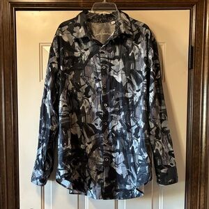 Men's 2XL Robert Graham Wearable Art - Button Down Shirt Black and Gray (ABBA)